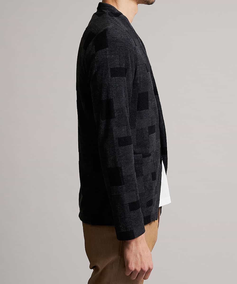 MKCGJ56130 MK MICHEL KLEIN HOMME(MKミッシェルクランオム) カーディガン／TCブロックパイル ダークグレー