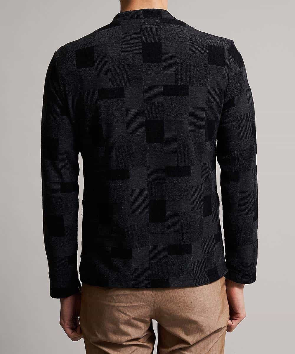 MKCGJ56130 MK MICHEL KLEIN HOMME(MKミッシェルクランオム) カーディガン／TCブロックパイル ダークグレー