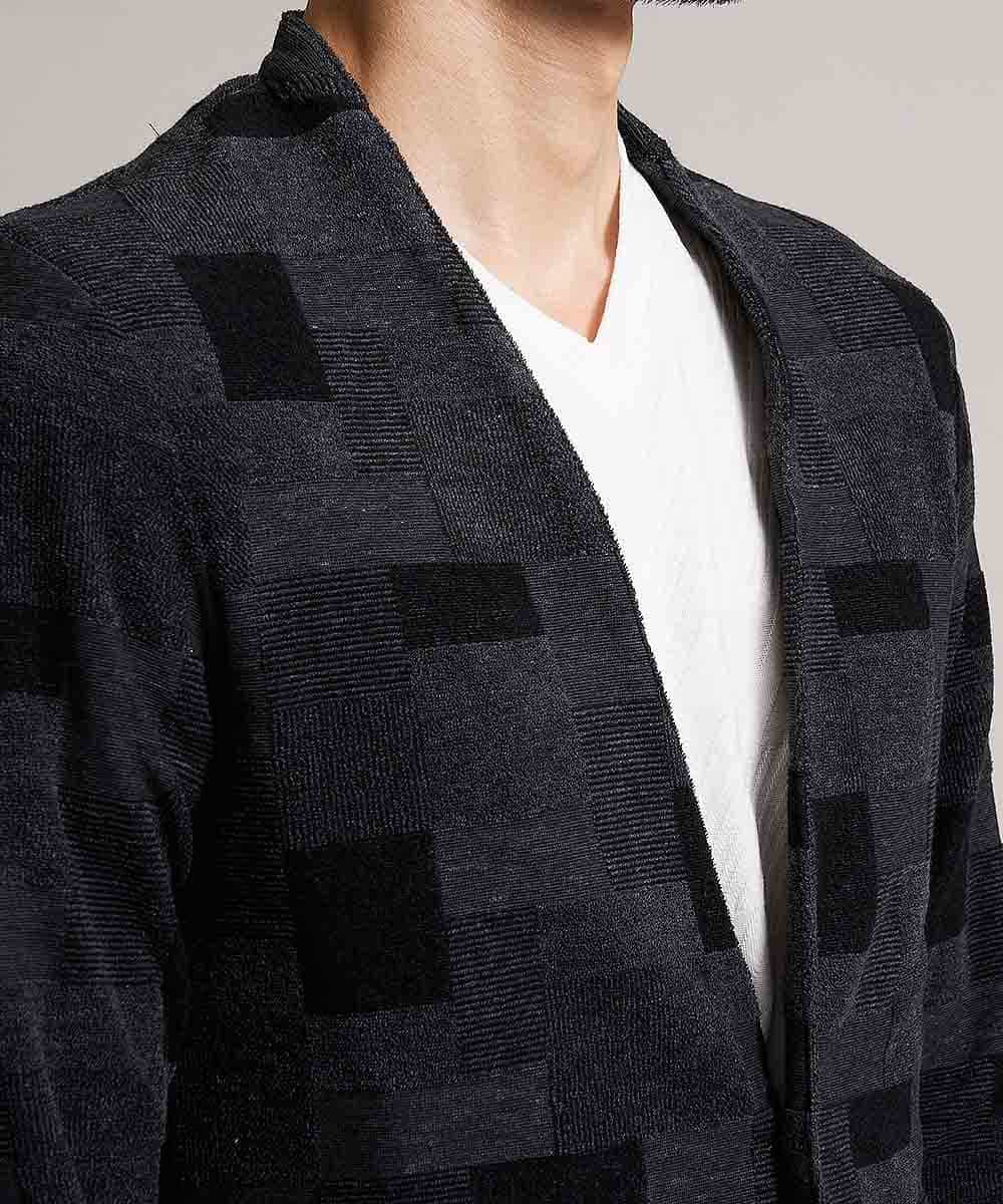 MKCGJ56130 MK MICHEL KLEIN HOMME(MKミッシェルクランオム) カーディガン／TCブロックパイル ダークグレー
