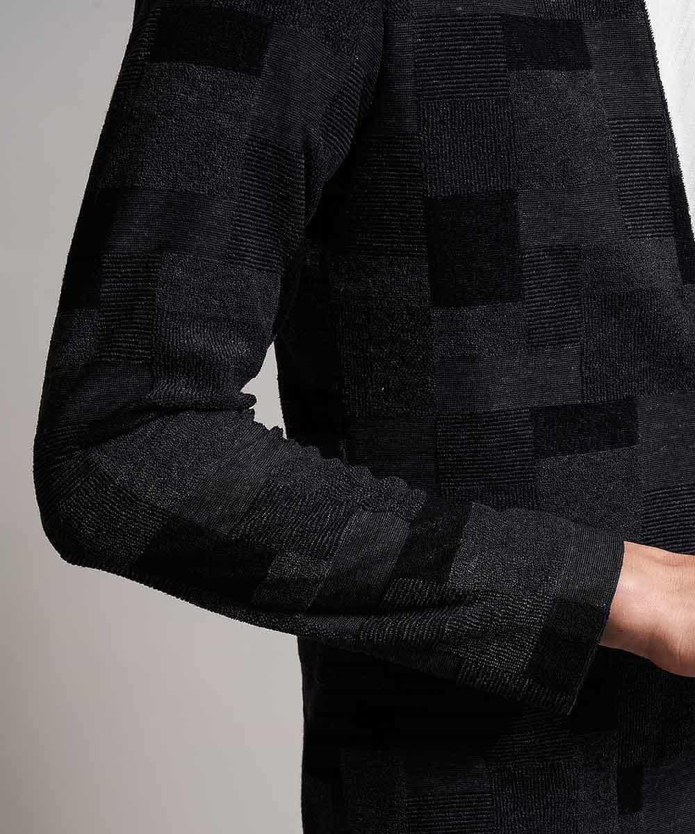 MKCGJ56130 MK MICHEL KLEIN HOMME(MKミッシェルクランオム) カーディガン／TCブロックパイル ダークグレー