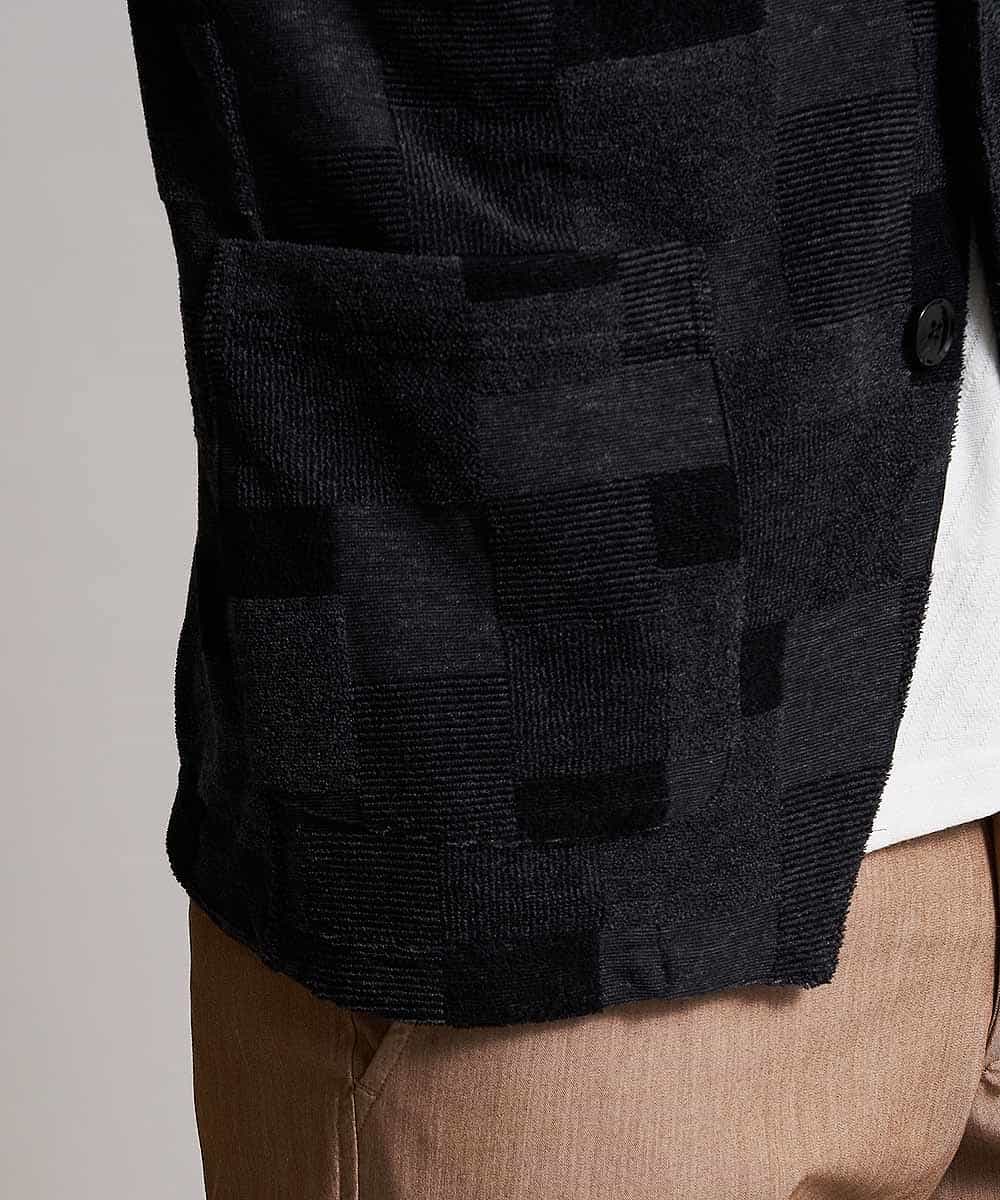 MKCGJ56130 MK MICHEL KLEIN HOMME(MKミッシェルクランオム) カーディガン／TCブロックパイル ダークグレー