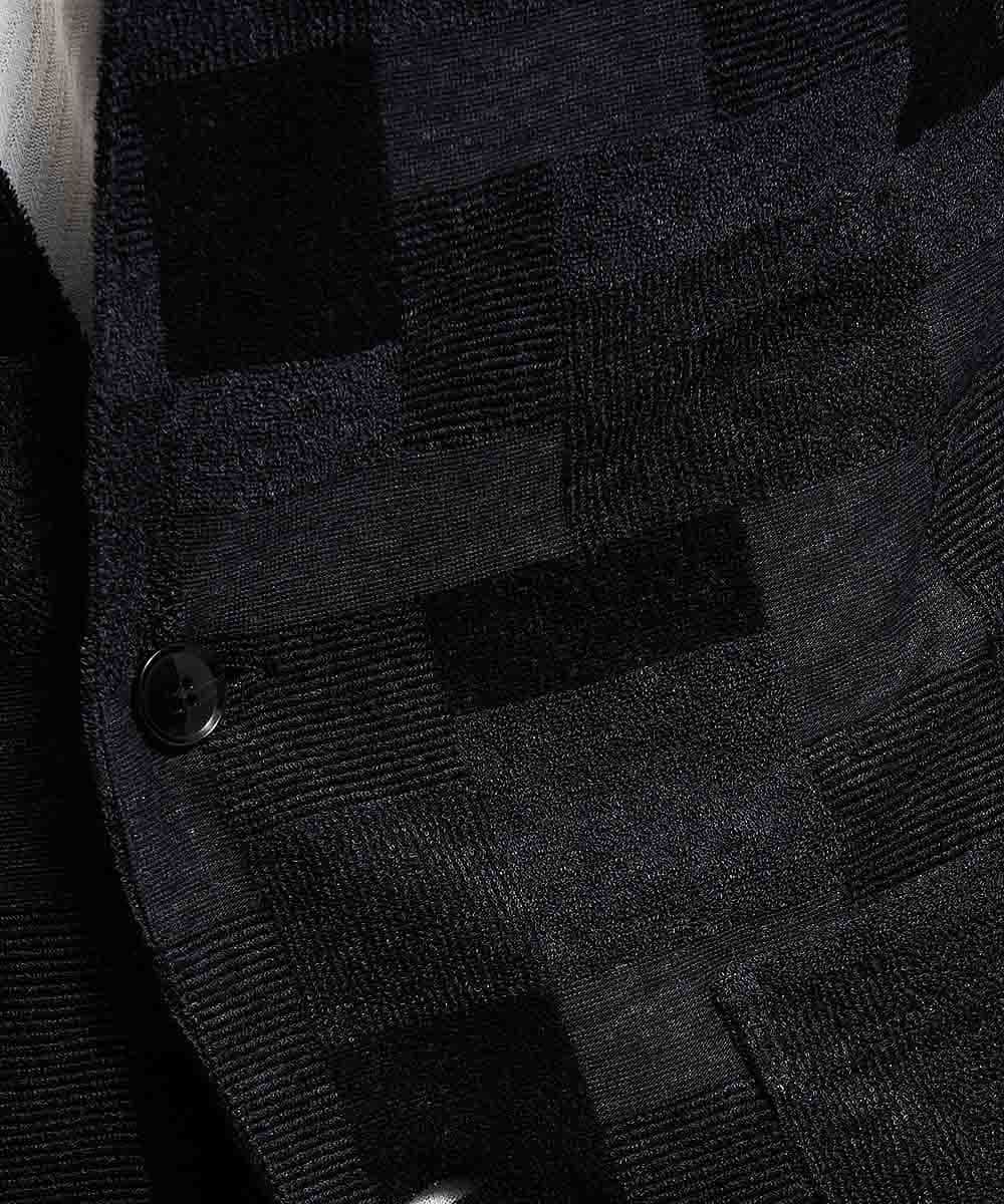 MKCGJ56130 MK MICHEL KLEIN HOMME(MKミッシェルクランオム) カーディガン／TCブロックパイル ダークグレー