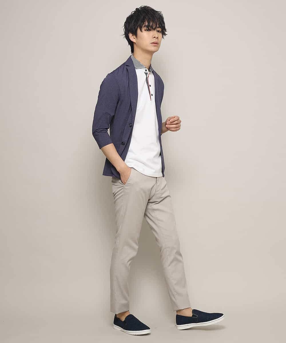 MKCGJ63099 MK MICHEL KLEIN HOMME(MKミッシェルクランオム) 7分袖カットジャケット／イコライザー ネイビー