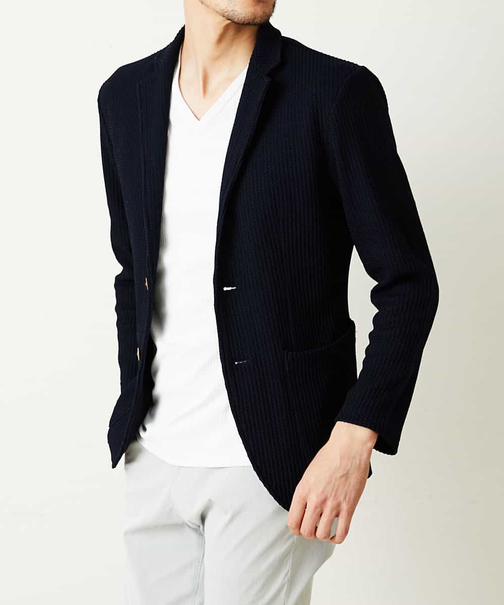 MKCGM54130 MK MICHEL KLEIN HOMME(MKミッシェルクランオム) ウィッカーバスケット／カットジャケット ネイビー(57)