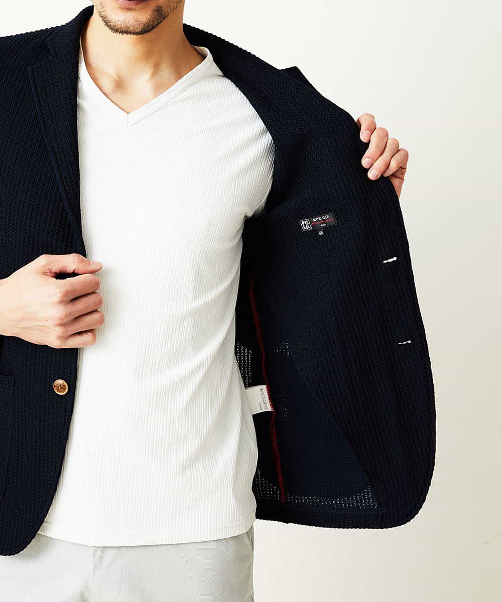 MKCGM54130 MK MICHEL KLEIN HOMME(MKミッシェルクランオム) ウィッカーバスケット／カットジャケット ネイビー(57)