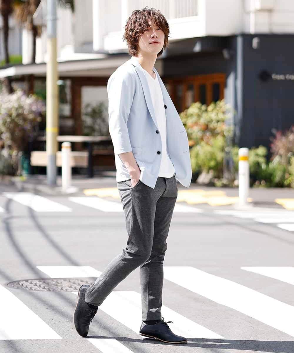 MKCGM64110 MK MICHEL KLEIN HOMME(MKミッシェルクランオム) 【涼しい/吸水速乾】クールリサイクルポリカーディガン ライトブルー