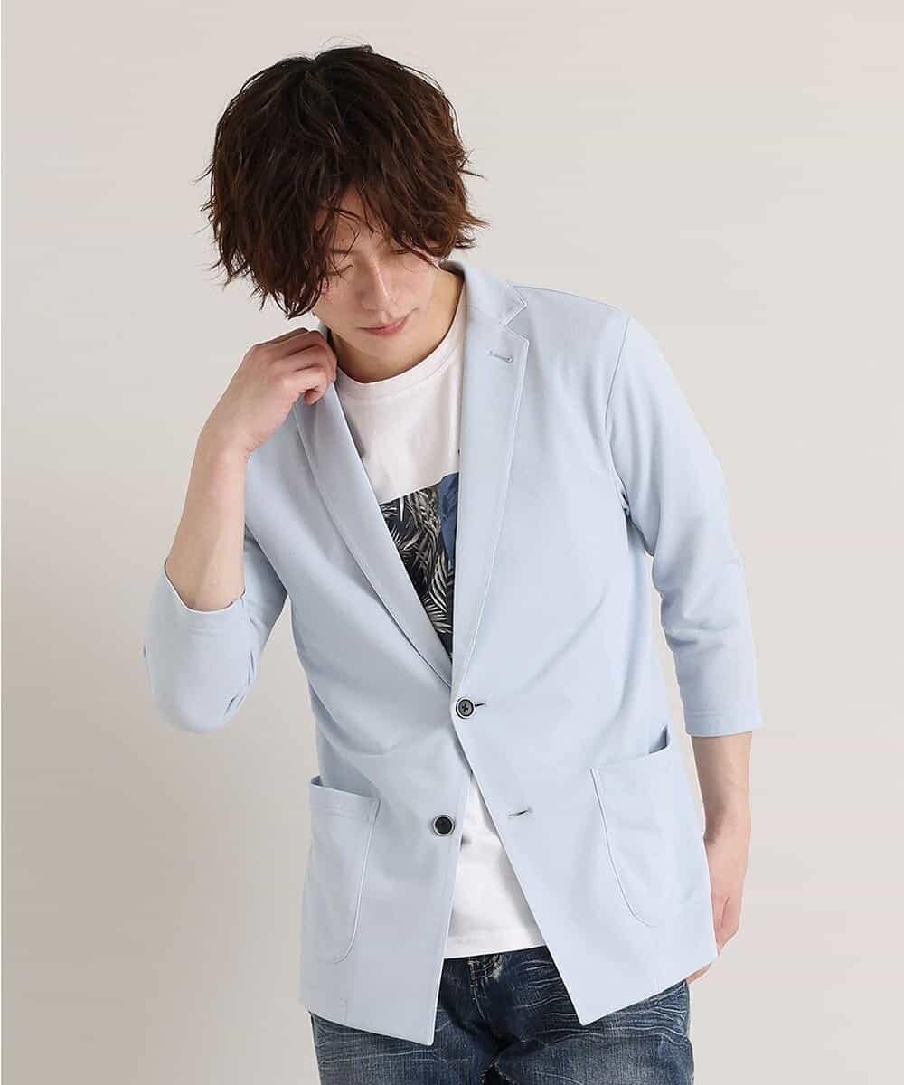MKCGM64110 MK MICHEL KLEIN HOMME(MKミッシェルクランオム) 【涼しい/吸水速乾】クールリサイクルポリカーディガン ライトブルー