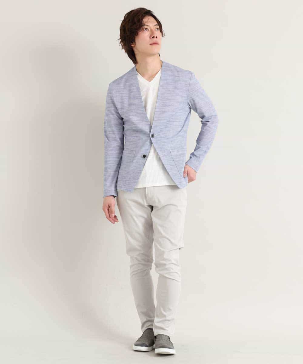 MKCGO04089 MK MICHEL KLEIN HOMME(MKミッシェルクランオム) 【夏の涼羽織り】エアーメランジカーディガン ライトブルー(50)