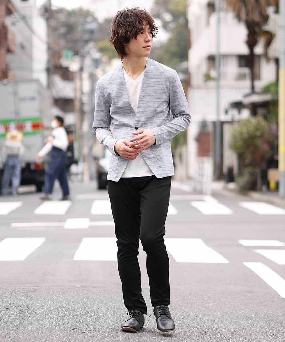 MKCGO04089 MK MICHEL KLEIN HOMME(MKミッシェルクランオム) 【夏の涼羽織り】エアーメランジカーディガン ライトグレー(91)