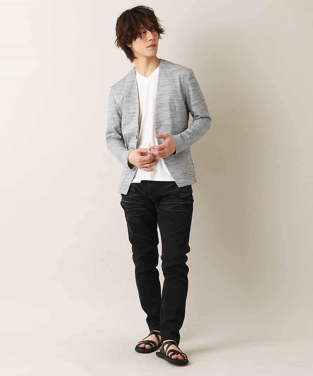 MKCGO04089 MK MICHEL KLEIN HOMME(MKミッシェルクランオム) 【夏の涼羽織り】エアーメランジカーディガン ライトグレー(91)