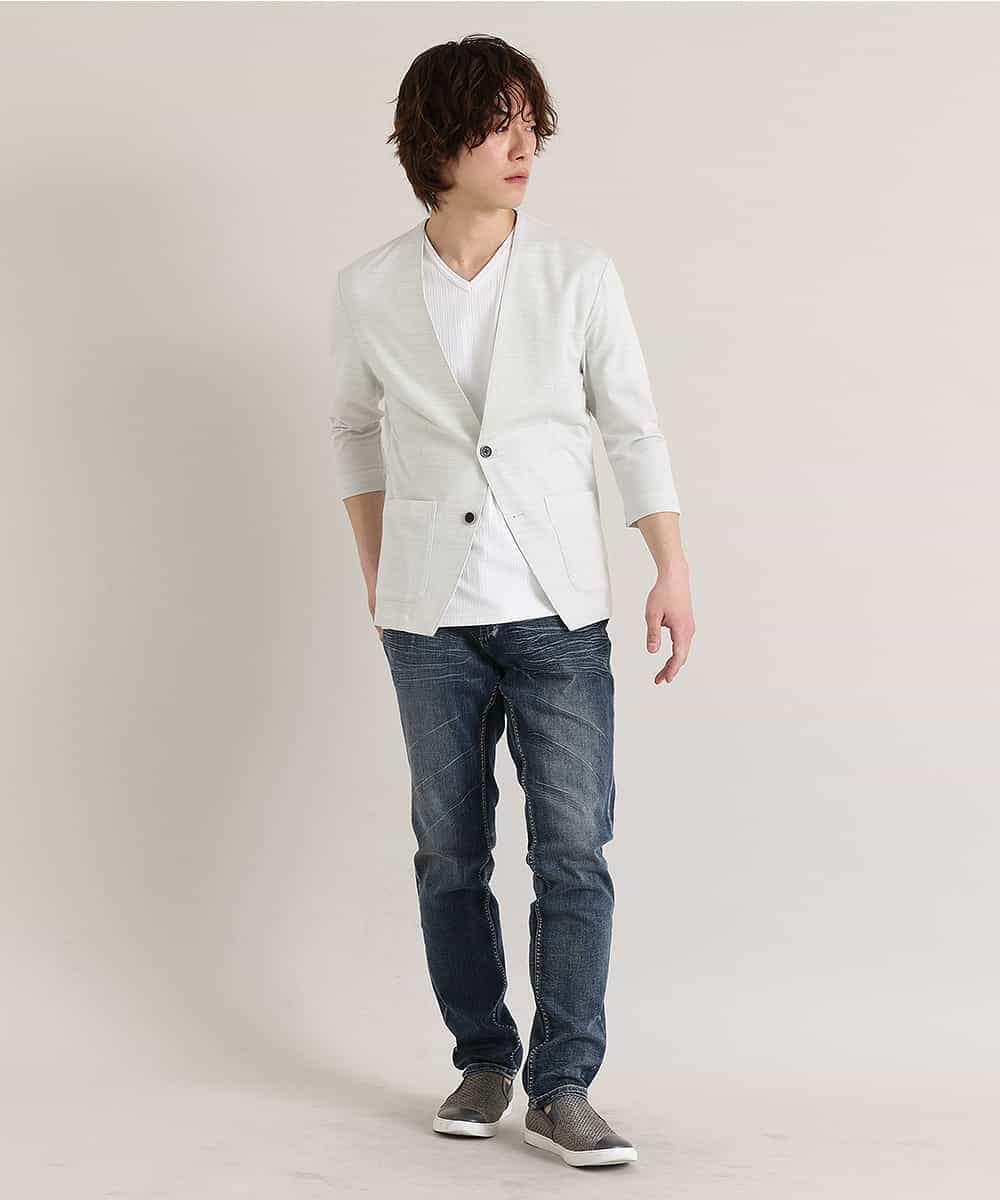 MKCGO13089 MK MICHEL KLEIN HOMME(MKミッシェルクランオム) 【夏の涼羽織り】エアーメランジカーディガン グリーン