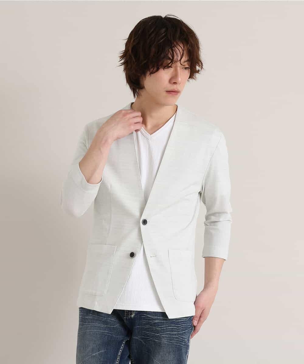 MKCGO13089 MK MICHEL KLEIN HOMME(MKミッシェルクランオム) 【夏の涼羽織り】エアーメランジカーディガン グリーン