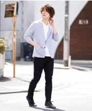 MKCGO13089 MK MICHEL KLEIN HOMME(MKミッシェルクランオム) 【夏の涼羽織り】エアーメランジカーディガン ライトブルー