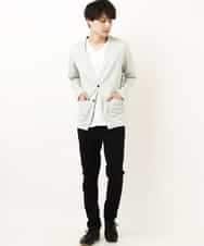 MKCGR21090 MK MICHEL KLEIN HOMME(MKミッシェルクランオム) ノーカラージャケット グリーン