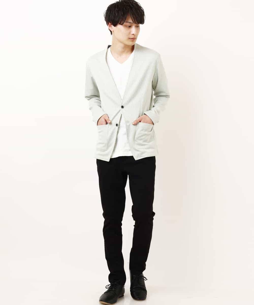 MKCGR21090 MK MICHEL KLEIN HOMME(MKミッシェルクランオム) ノーカラージャケット グリーン