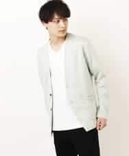 MKCGR21090 MK MICHEL KLEIN HOMME(MKミッシェルクランオム) ノーカラージャケット グリーン