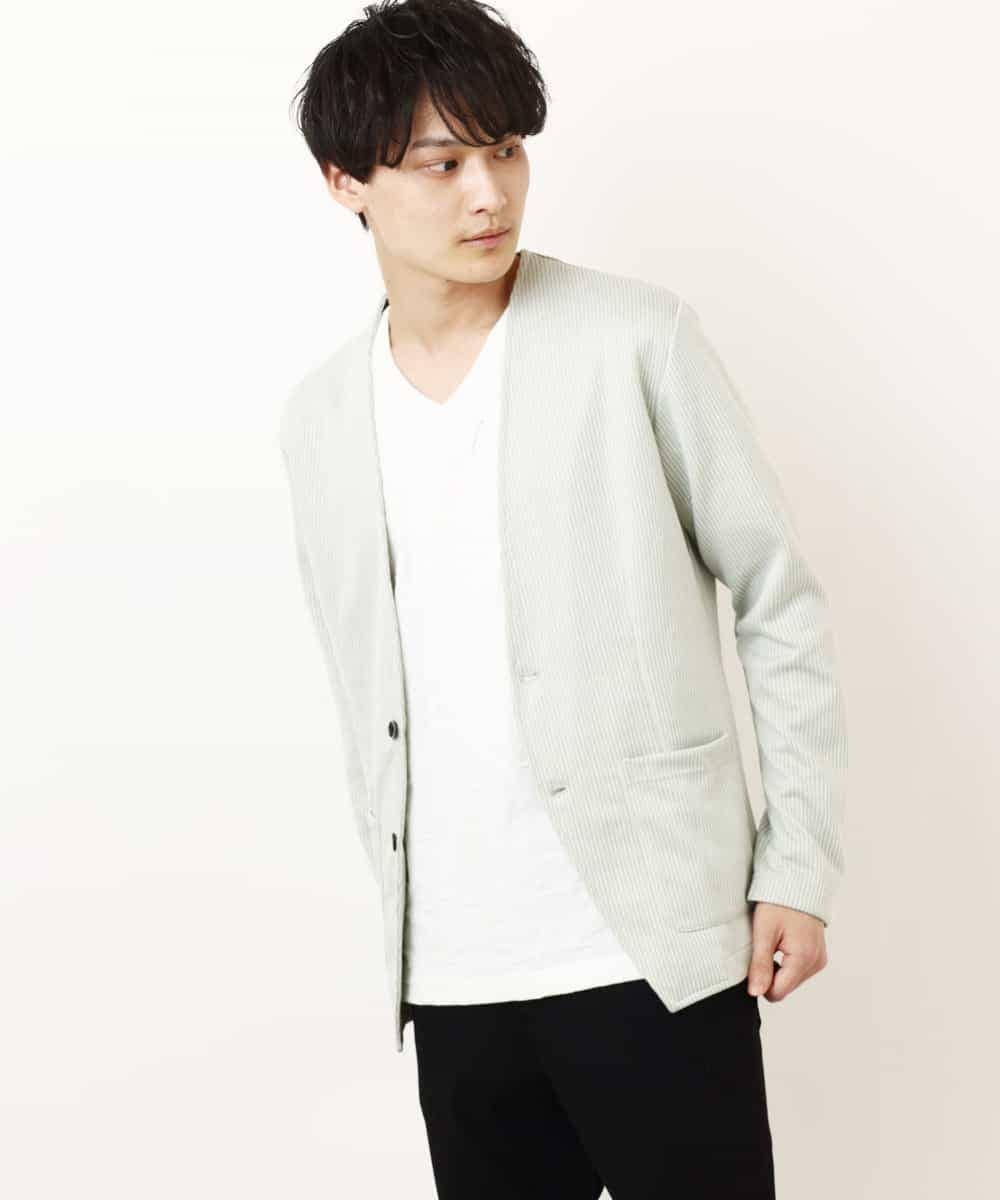 MKCGR21090 MK MICHEL KLEIN HOMME(MKミッシェルクランオム) ノーカラージャケット グリーン