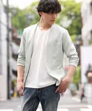 MKCGR21090 MK MICHEL KLEIN HOMME(MKミッシェルクランオム) ノーカラージャケット グリーン