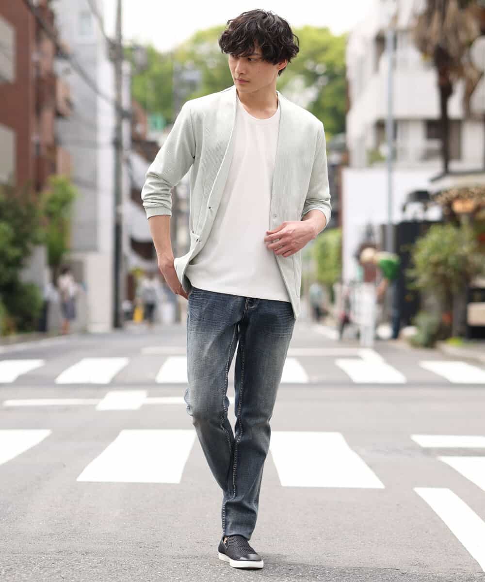 MKCGR21090 MK MICHEL KLEIN HOMME(MKミッシェルクランオム) ノーカラージャケット グリーン
