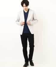 MKCGR21090 MK MICHEL KLEIN HOMME(MKミッシェルクランオム) ノーカラージャケット ライトグレー