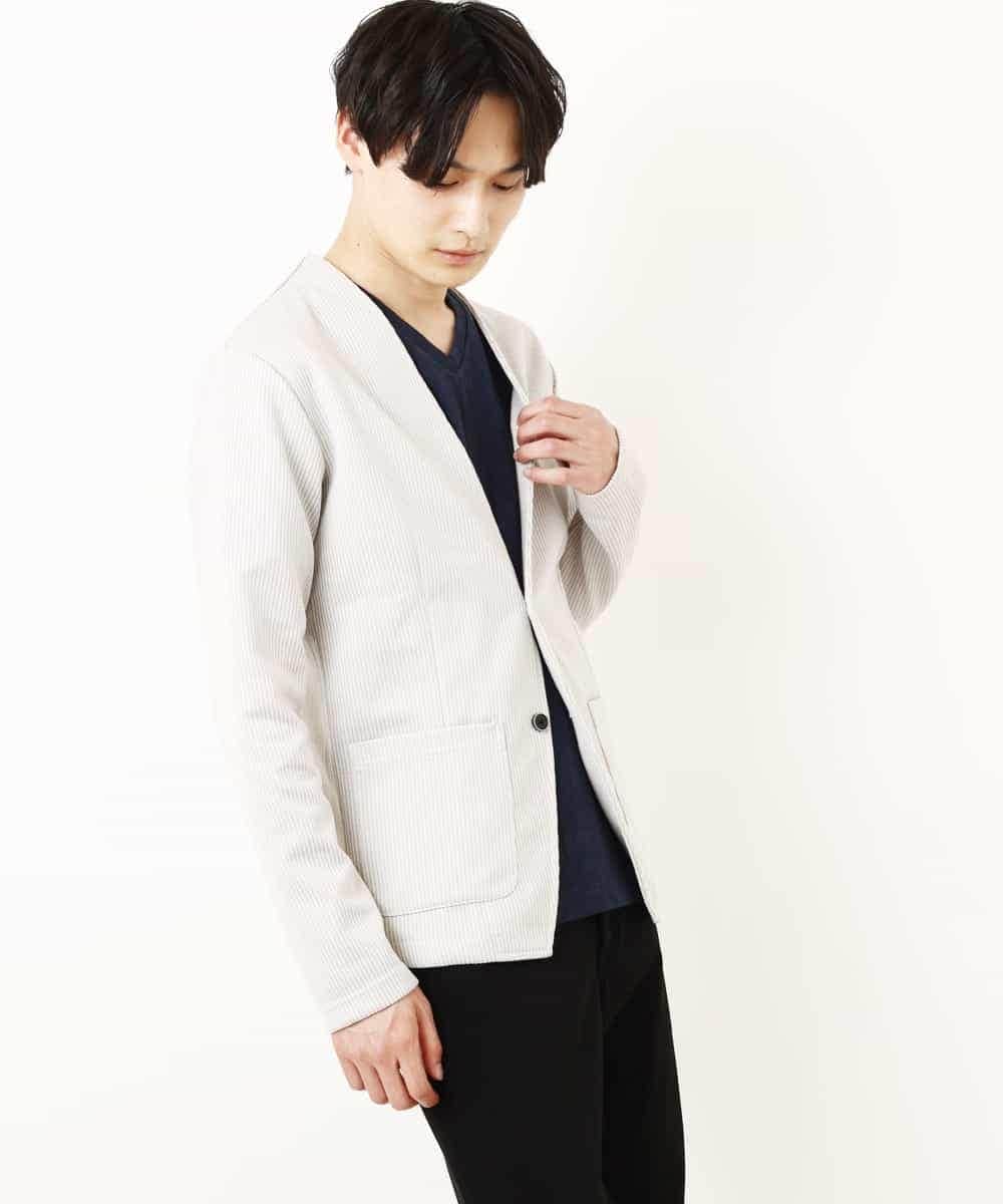 MKCGR21090 MK MICHEL KLEIN HOMME(MKミッシェルクランオム) ノーカラージャケット ライトグレー