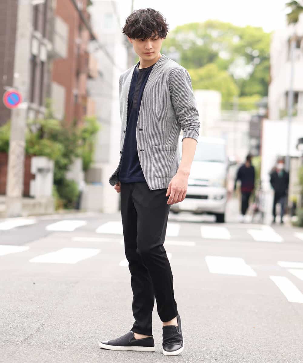 MKCGR21090 MK MICHEL KLEIN HOMME(MKミッシェルクランオム) ノーカラージャケット ブラック