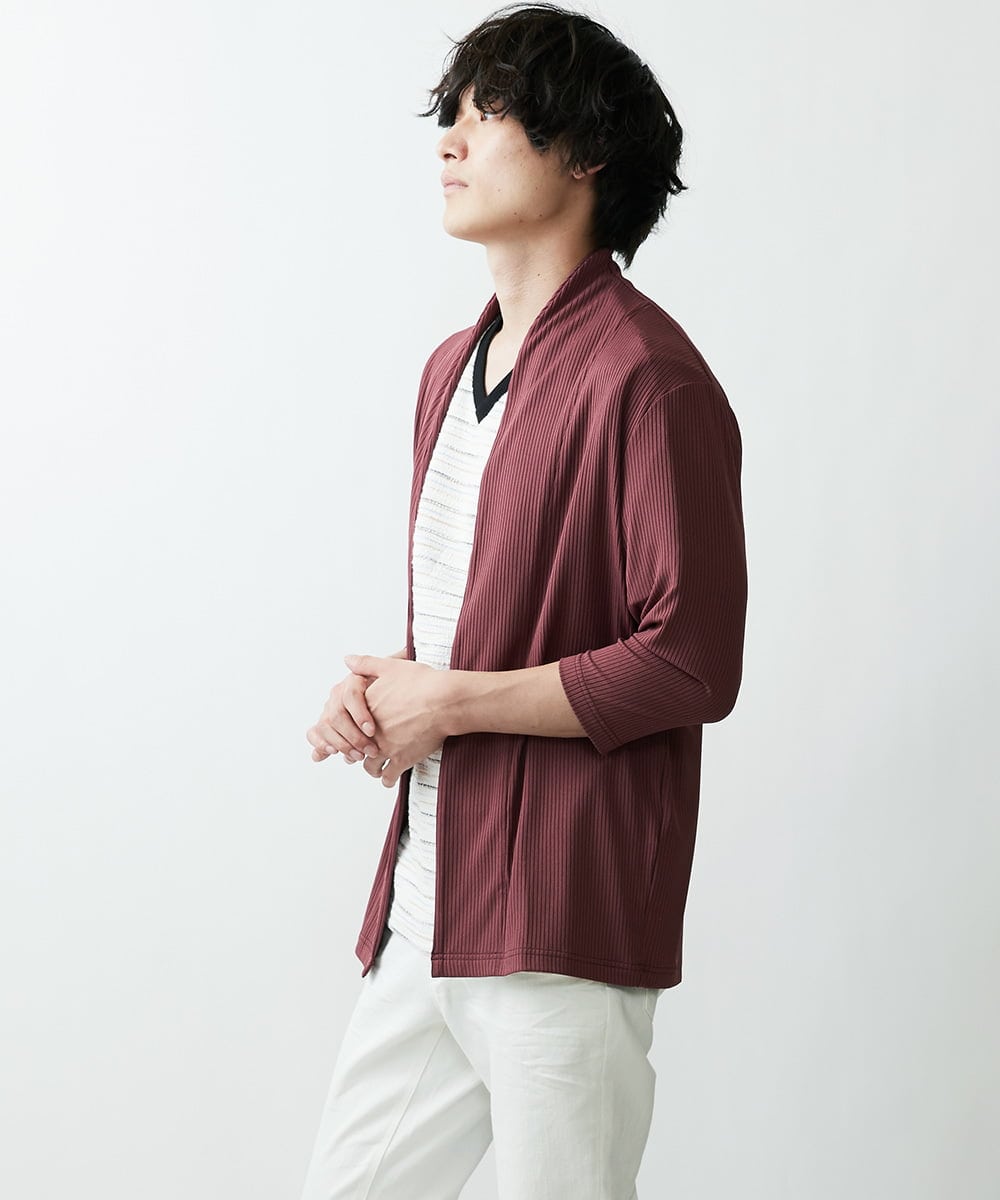 MKCGR33080 MK MICHEL KLEIN HOMME(MKミッシェルクランオム) 七分袖カーディガン ボルドー