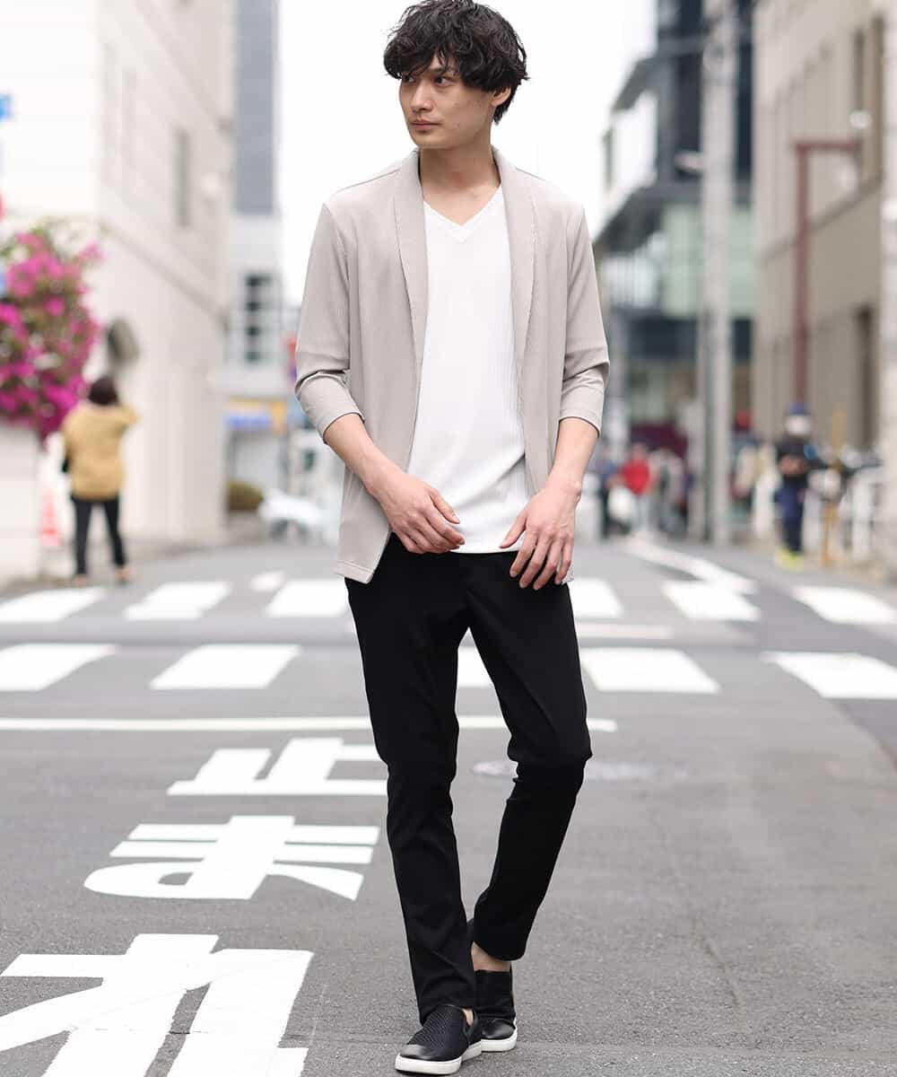 MKCGR33080 MK MICHEL KLEIN HOMME(MKミッシェルクランオム) 七分袖カーディガン ライトグレー