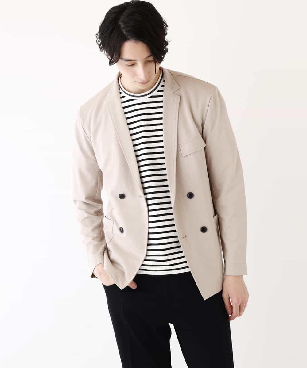 MKCGR39150 MK MICHEL KLEIN HOMME(MKミッシェルクランオム) ジャージーダブルジャケット ベージュ