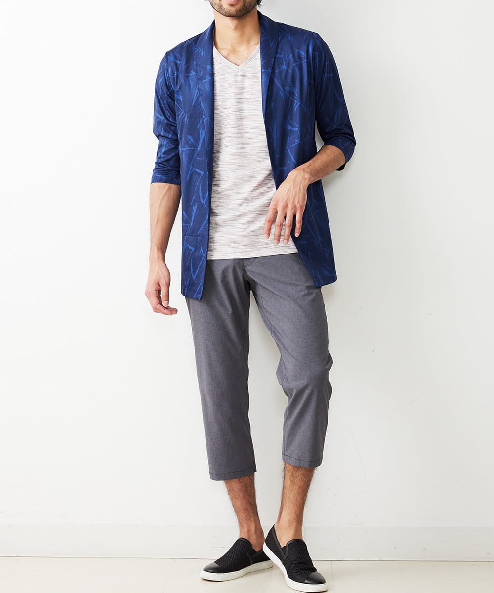 MKCGR45090 MK MICHEL KLEIN HOMME(MKミッシェルクランオム) リーフ柄カーディガン ネイビー