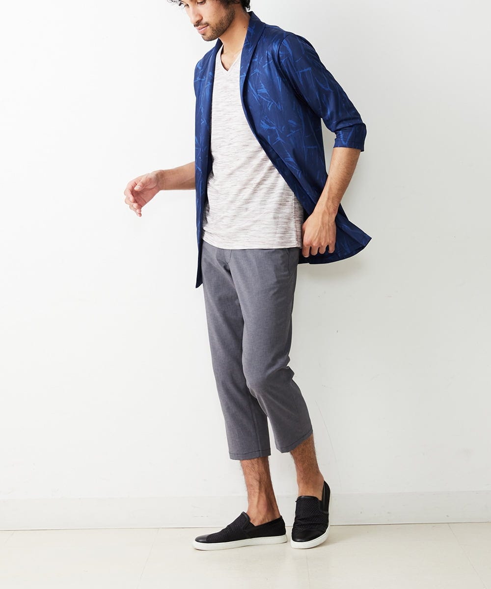 MKCGR45090 MK MICHEL KLEIN HOMME(MKミッシェルクランオム) リーフ柄カーディガン ネイビー
