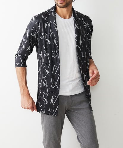 MKCGR45090 MK MICHEL KLEIN HOMME リーフ柄カーディガン