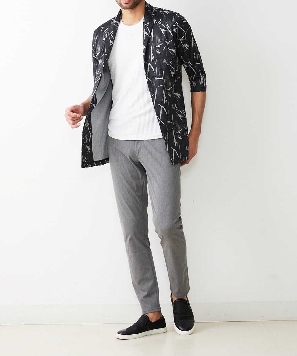 MKCGR45090 MK MICHEL KLEIN HOMME(MKミッシェルクランオム) リーフ柄カーディガン ダークグレー