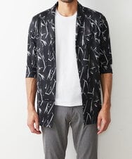 MKCGR45090 MK MICHEL KLEIN HOMME(MKミッシェルクランオム) リーフ柄カーディガン ダークグレー