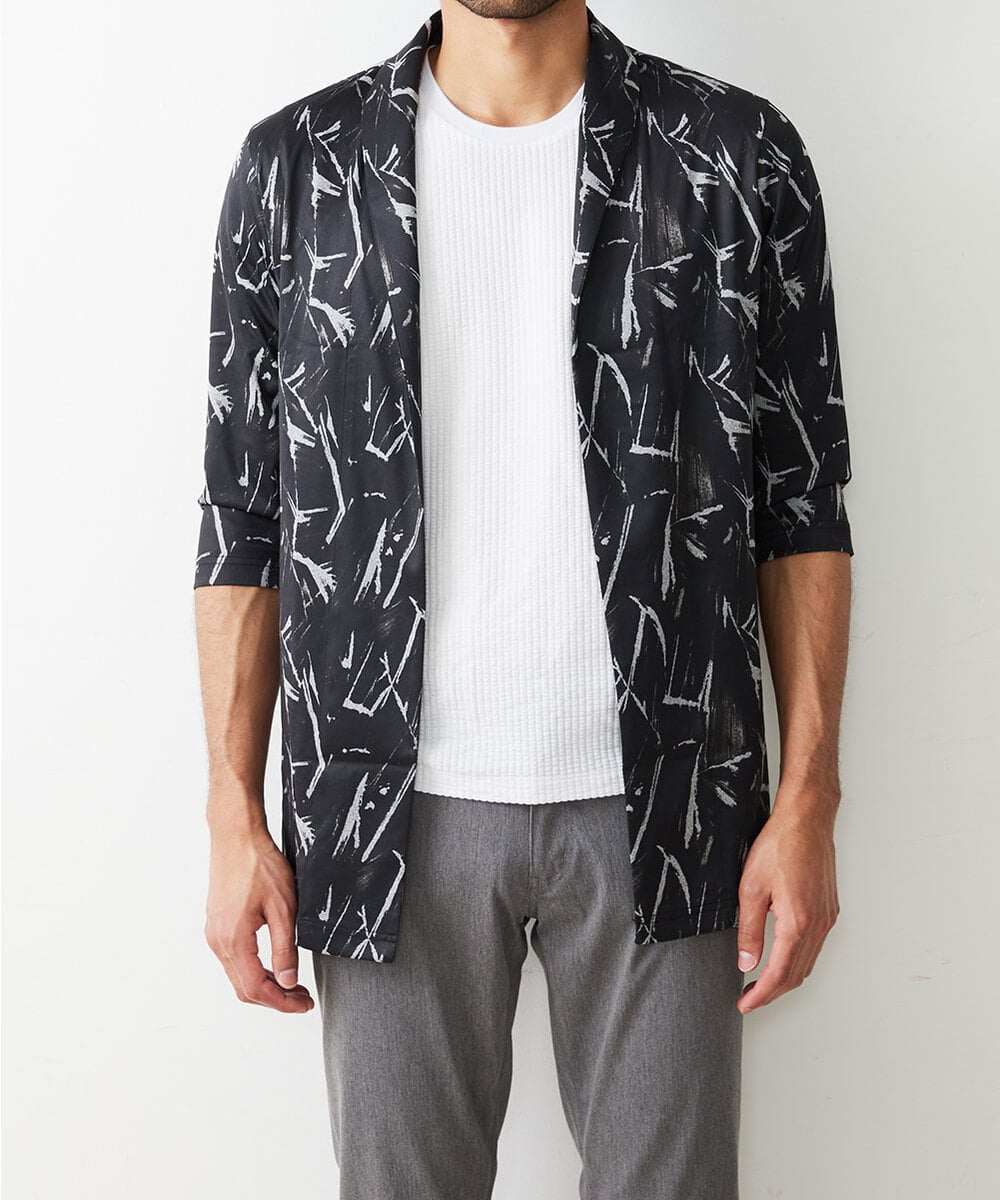 MKCGR45090 MK MICHEL KLEIN HOMME(MKミッシェルクランオム) リーフ柄カーディガン ダークグレー