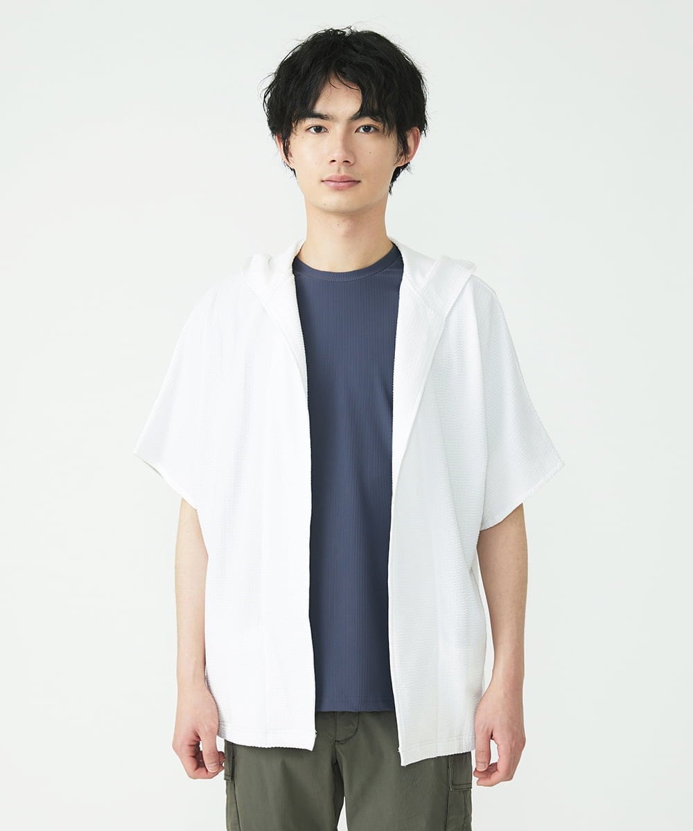 MKCGS57110 MK MICHEL KLEIN HOMME(MKミッシェルクランオム) ボタンレスフードカーディガン ホワイト(90)