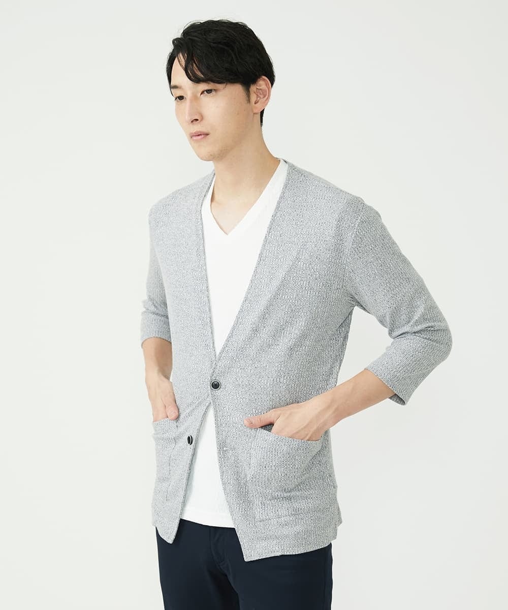MKCGS59110 MK MICHEL KLEIN HOMME(MKミッシェルクランオム) ノーカラーカーディガン ネイビー(57)