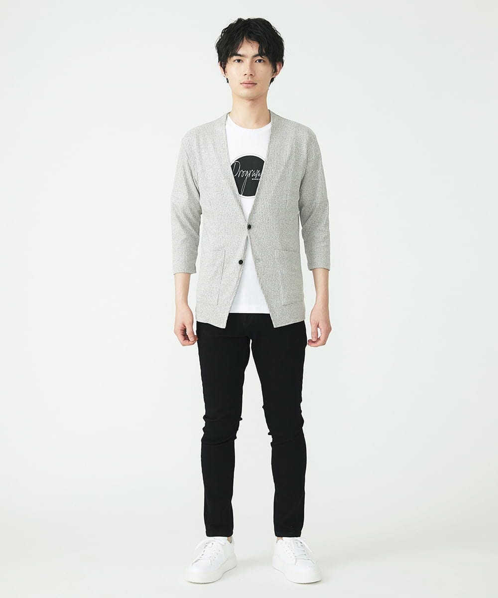 MKCGS59110 MK MICHEL KLEIN HOMME(MKミッシェルクランオム) ノーカラーカーディガン ライトグレー(91)