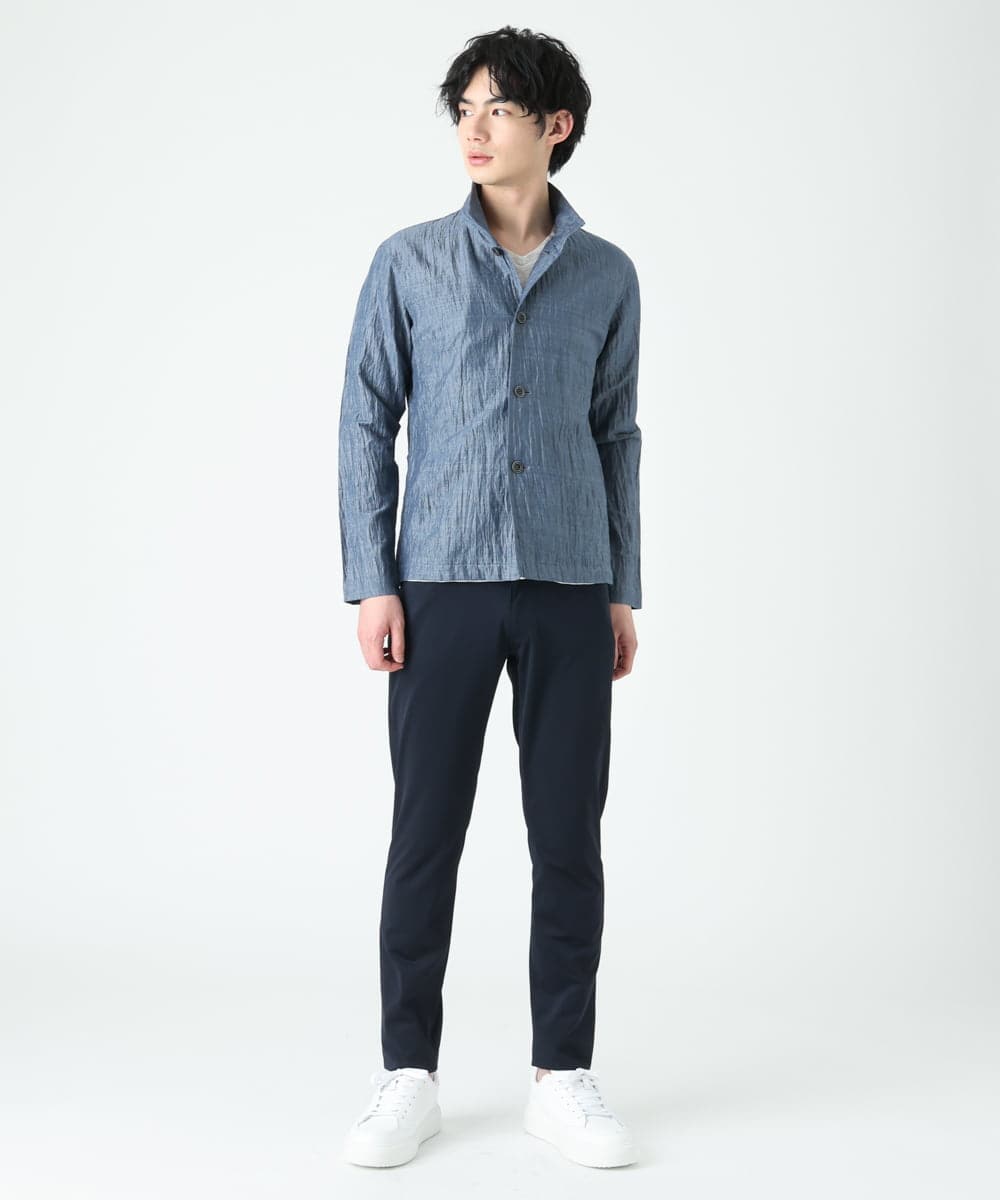 MKCGS64150 MK MICHEL KLEIN HOMME(MKミッシェルクランオム) リネンワッシャー / スタンドカーディガン  ブルー(55)