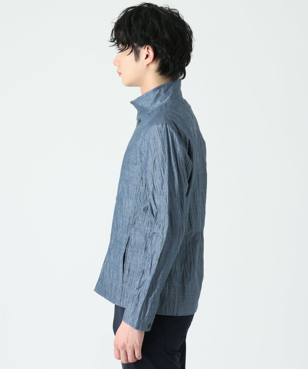 MKCGS64150 MK MICHEL KLEIN HOMME(MKミッシェルクランオム) リネンワッシャー / スタンドカーディガン  ブルー(55)