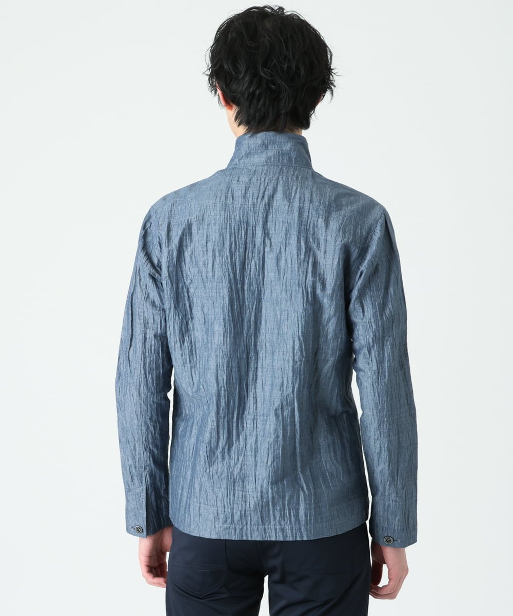 MKCGS64150 MK MICHEL KLEIN HOMME(MKミッシェルクランオム) リネンワッシャー / スタンドカーディガン  ブルー(55)