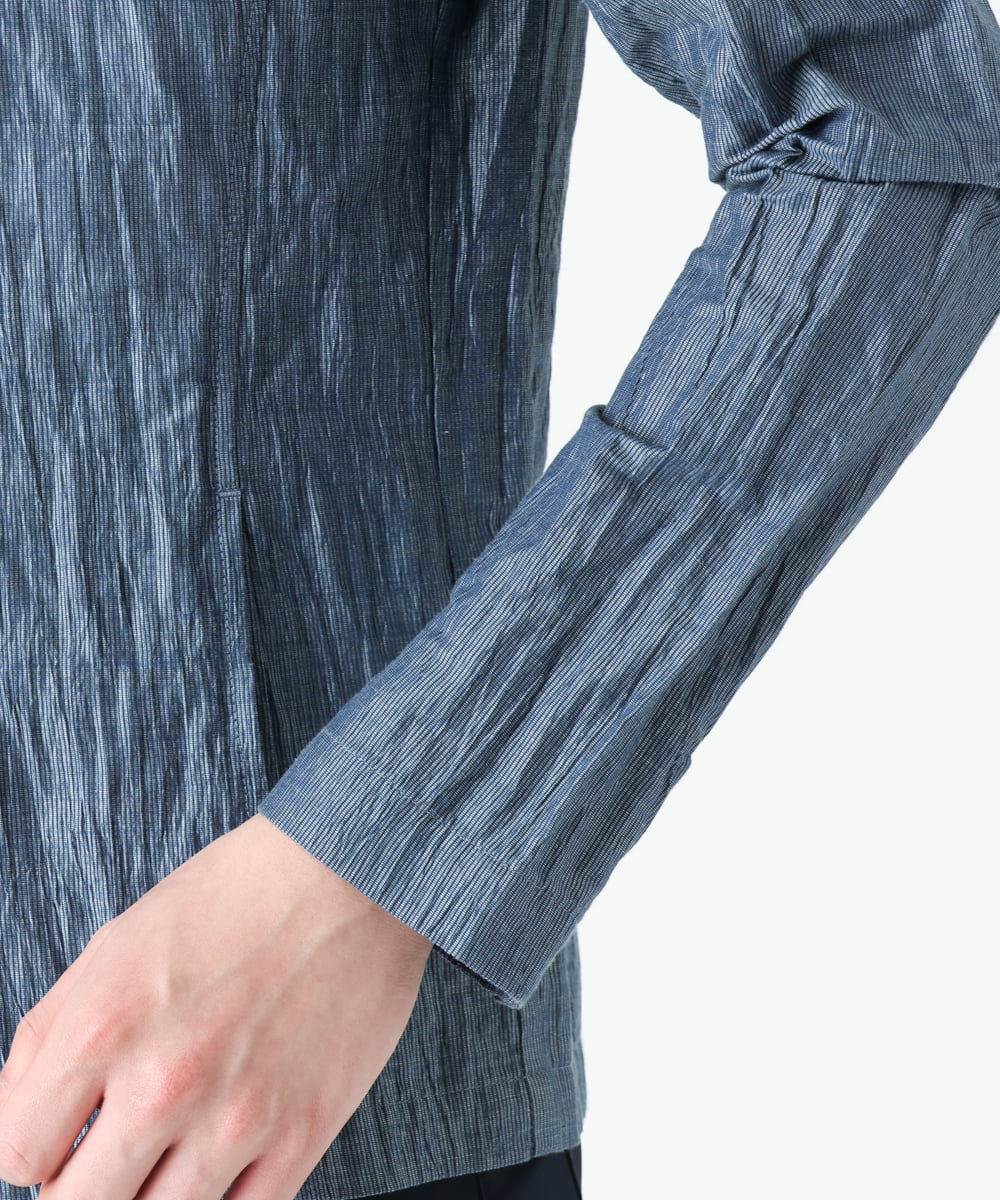 MKCGS64150 MK MICHEL KLEIN HOMME(MKミッシェルクランオム) リネンワッシャー / スタンドカーディガン  ブルー(55)