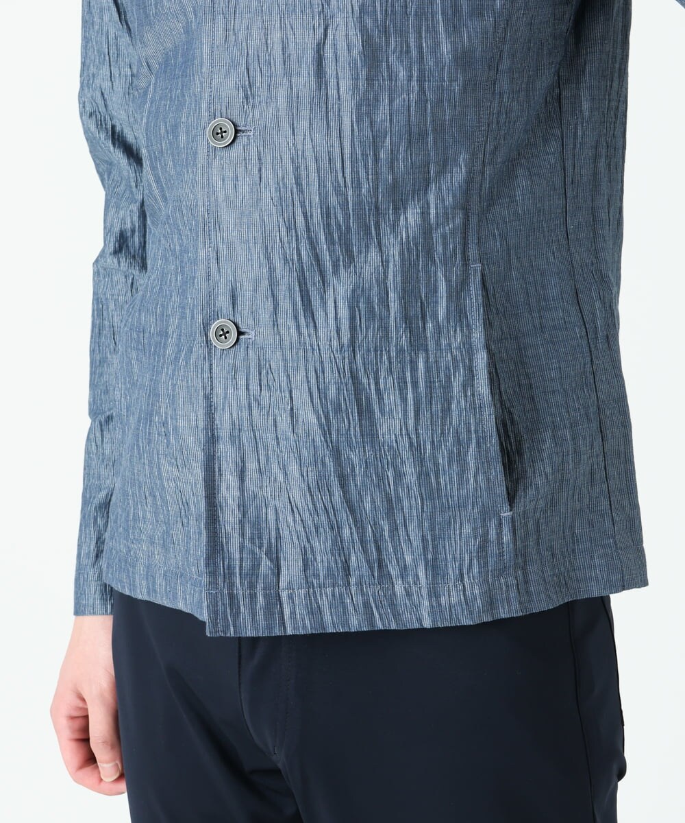 MKCGS64150 MK MICHEL KLEIN HOMME(MKミッシェルクランオム) リネンワッシャー / スタンドカーディガン  ブルー(55)