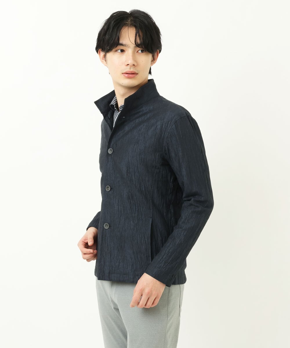 MKCGS64150 MK MICHEL KLEIN HOMME(MKミッシェルクランオム) リネンワッシャー / スタンドカーディガン  ネイビー(57)