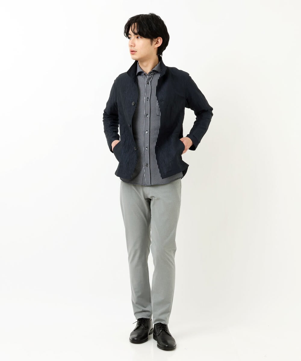 MKCGS64150 MK MICHEL KLEIN HOMME(MKミッシェルクランオム) リネンワッシャー / スタンドカーディガン  ネイビー(57)