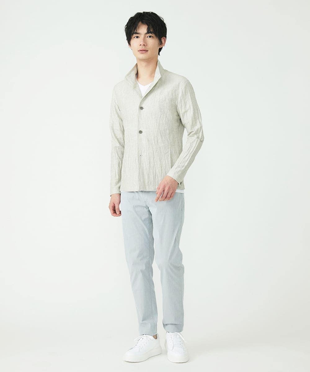 MKCGS64150 MK MICHEL KLEIN HOMME(MKミッシェルクランオム) リネンワッシャー / スタンドカーディガン  アイボリー(80)