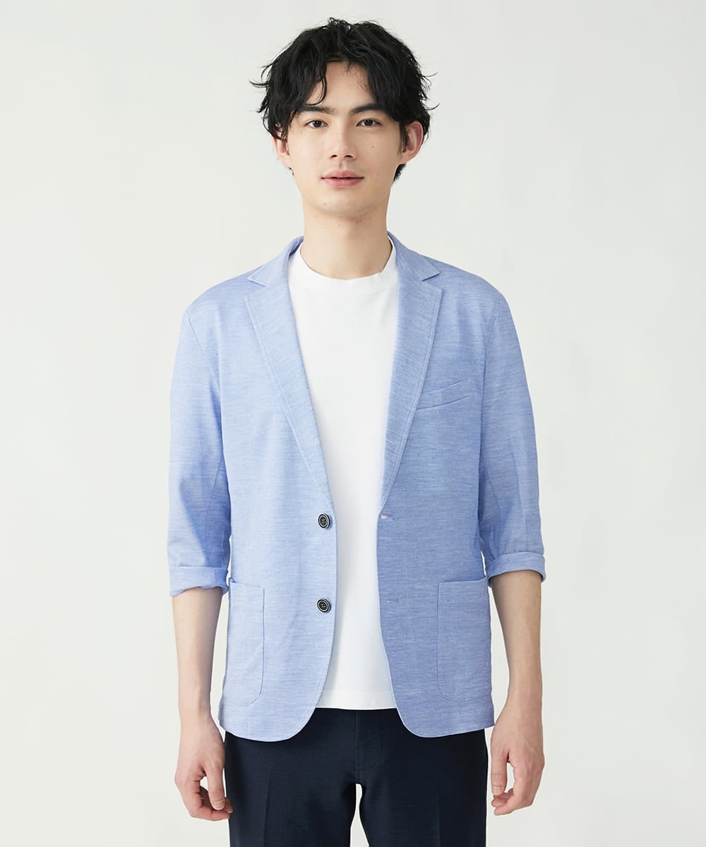 MKCGS67150 MK MICHEL KLEIN HOMME(MKミッシェルクランオム) シルケットジャケット ブルー(55)