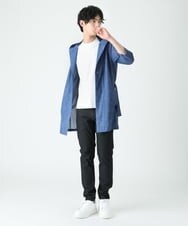 MKCGU51140 MK MICHEL KLEIN HOMME(MKミッシェルクランオム) ロングフードカーディガン / ドライメッシュ  ブルー(55)