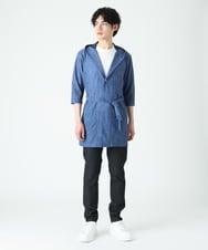MKCGU51140 MK MICHEL KLEIN HOMME(MKミッシェルクランオム) ロングフードカーディガン / ドライメッシュ  ブルー(55)