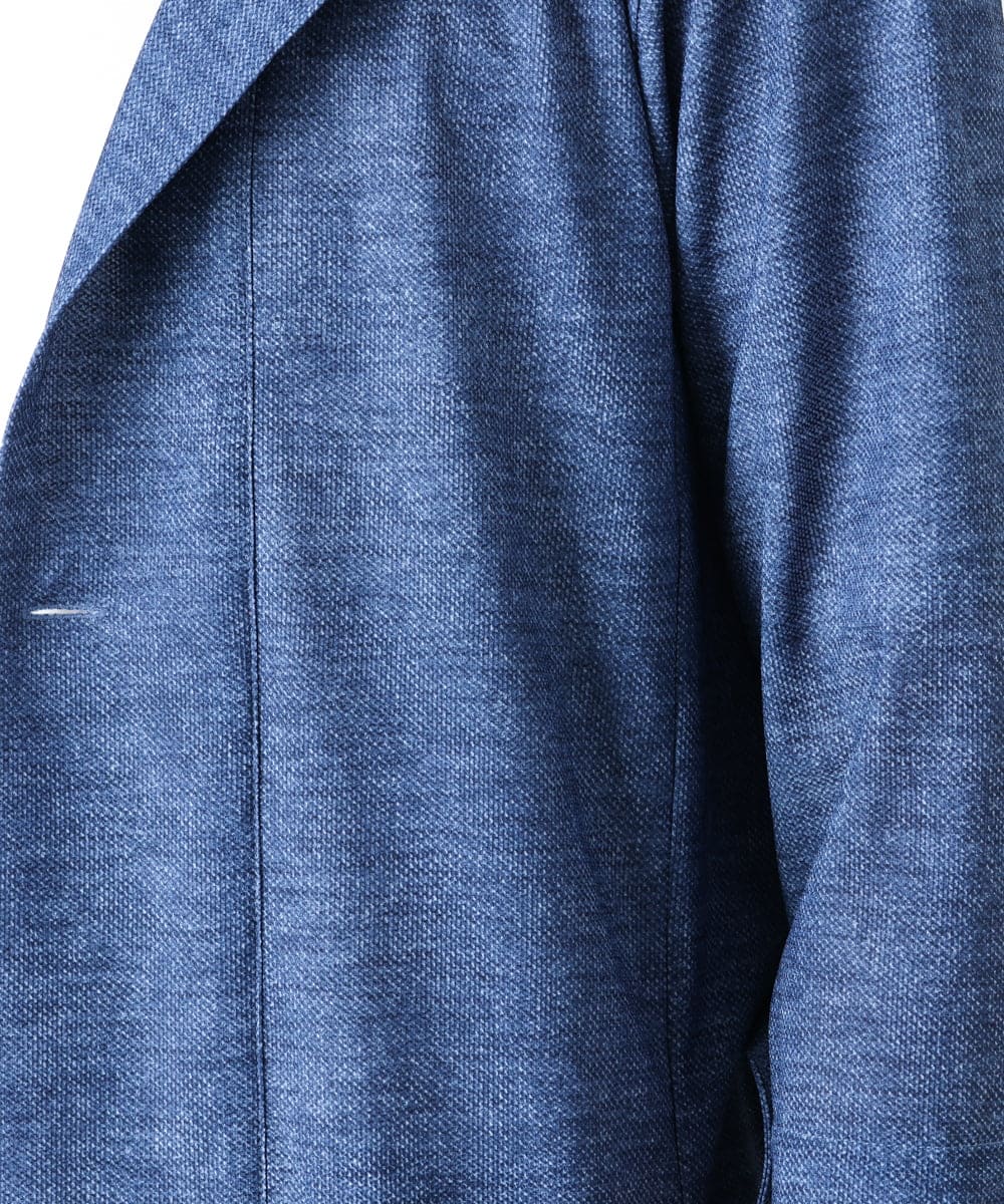 MKCGU51140 MK MICHEL KLEIN HOMME(MKミッシェルクランオム) ロングフードカーディガン / ドライメッシュ  ブルー(55)